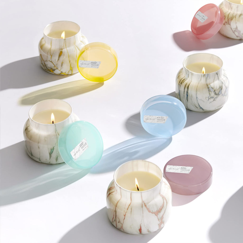 Capri Blue Modern Marble Jar Candles - Luxury Candles for Home Scented - Long Lasting Soy Wax Blend (Aloha Orchid, 8 oz)