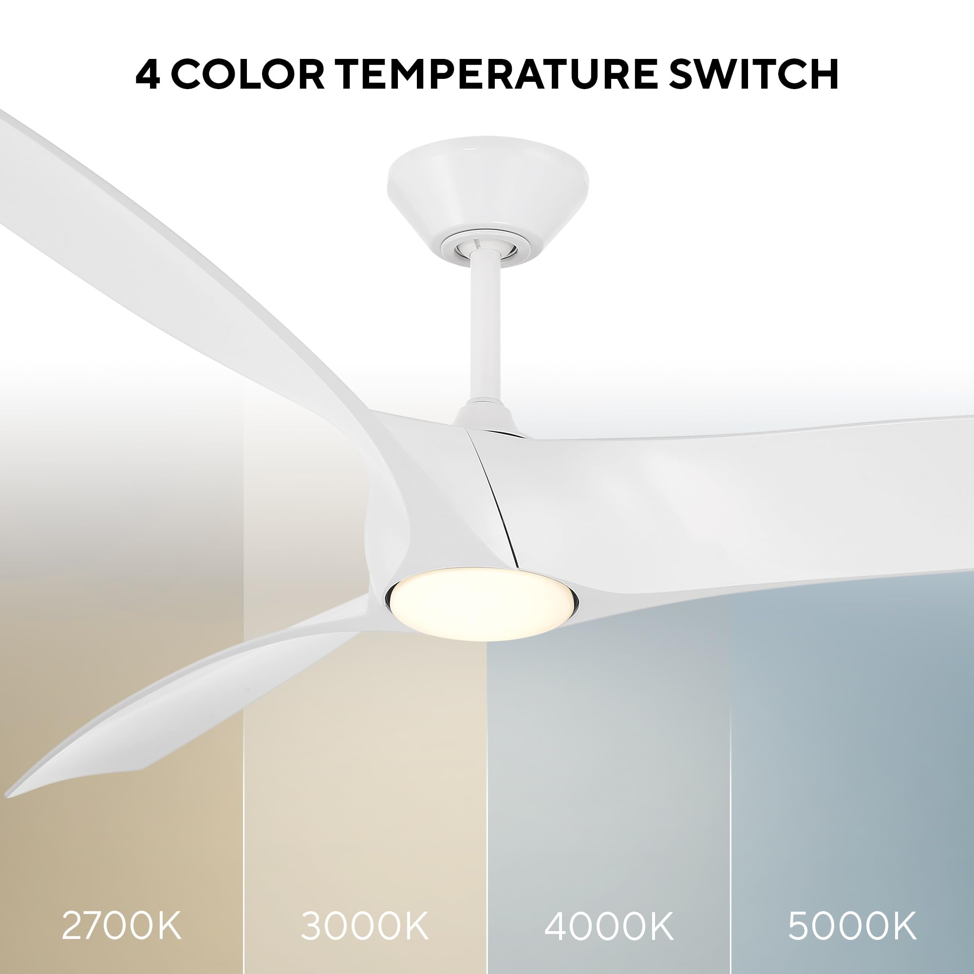 Modern Forms Zephyr Smart Indoor and Outdoor 3-Blade Ceiling Fan 52in Bronze/White Oak with Adjustable CCT 2700K-3000K-4000K-5000K LED Light Kit and Remote Control