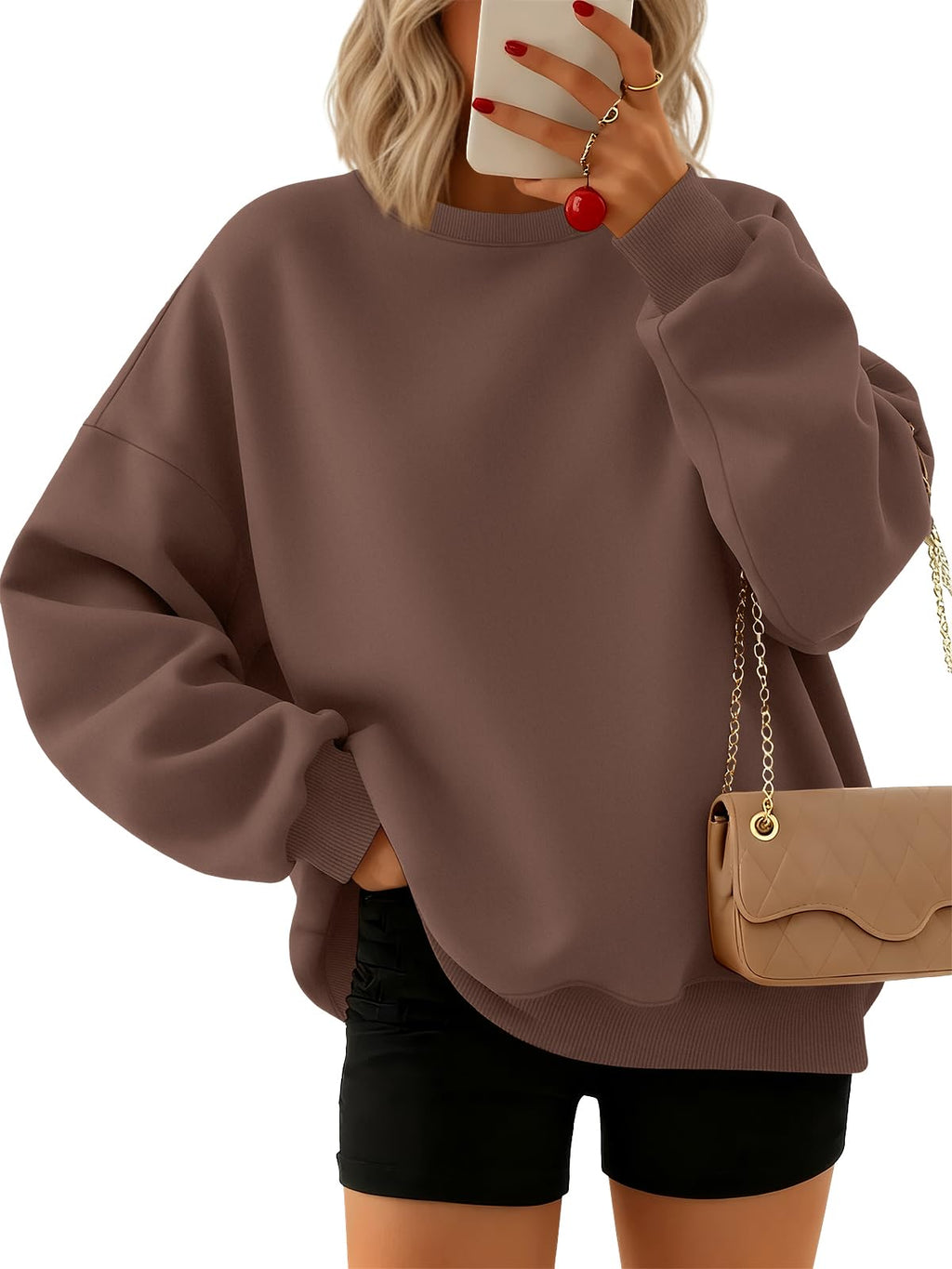 Trendy Queen Sweatshirts for Women Hoodies Oversized Crewneck Tops Sweaters Comfy Fall Winter Outfits Clothes 2026 Fashion