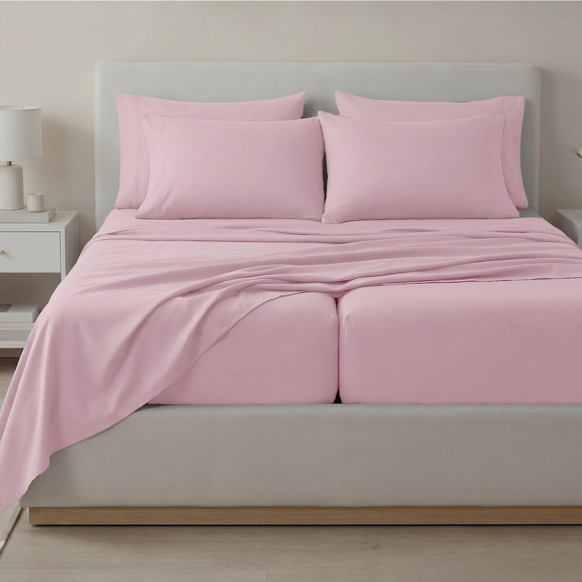 Southshore Fine Living, Inc. 4-Piece, 21-Inch Deep Pocket Twin Sheets Set with Fitted Sheet, Soft Microfiber, Oversized Flat Sheet, 2 Pillow Cases Standard Size, Hotel Collection Twin Bed White Sheets