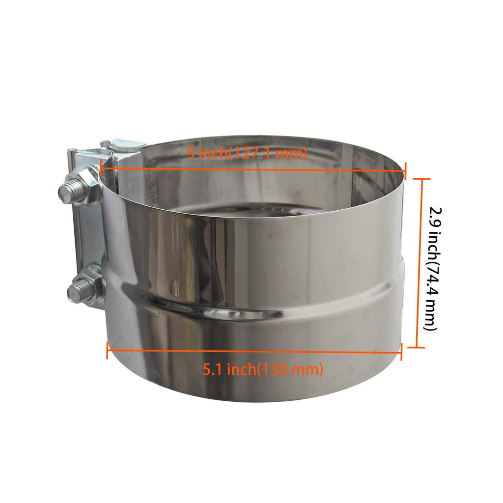 Exhaust Clamps Band Clamp 2.5" Lap Joint - Stainless Steel Lap Joint Exhaust Band Clamp with 1 Block 2Pcs for 2.5" Od to 2.5" Id Exhaust Pipe, Muffler, Elbow and Exhaust Tubing Connection(2 Pack)