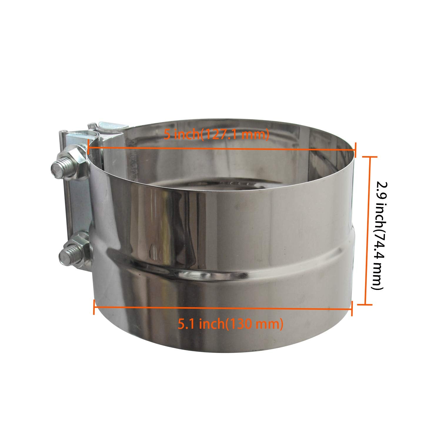 Exhaust Clamps Band Clamp 2.5" Lap Joint - Stainless Steel Lap Joint Exhaust Band Clamp with 1 Block 2Pcs for 2.5" Od to 2.5" Id Exhaust Pipe, Muffler, Elbow and Exhaust Tubing Connection(2 Pack)