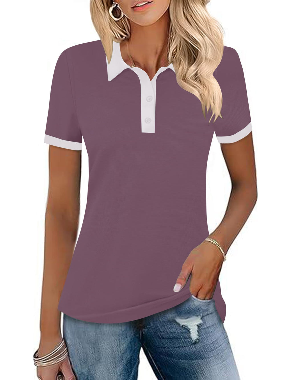 LOMON Womens Golf Polo Shirts Short Sleeve Collared Tops Lightweight Moisture Wicking Tennis Activewear S-XXL
