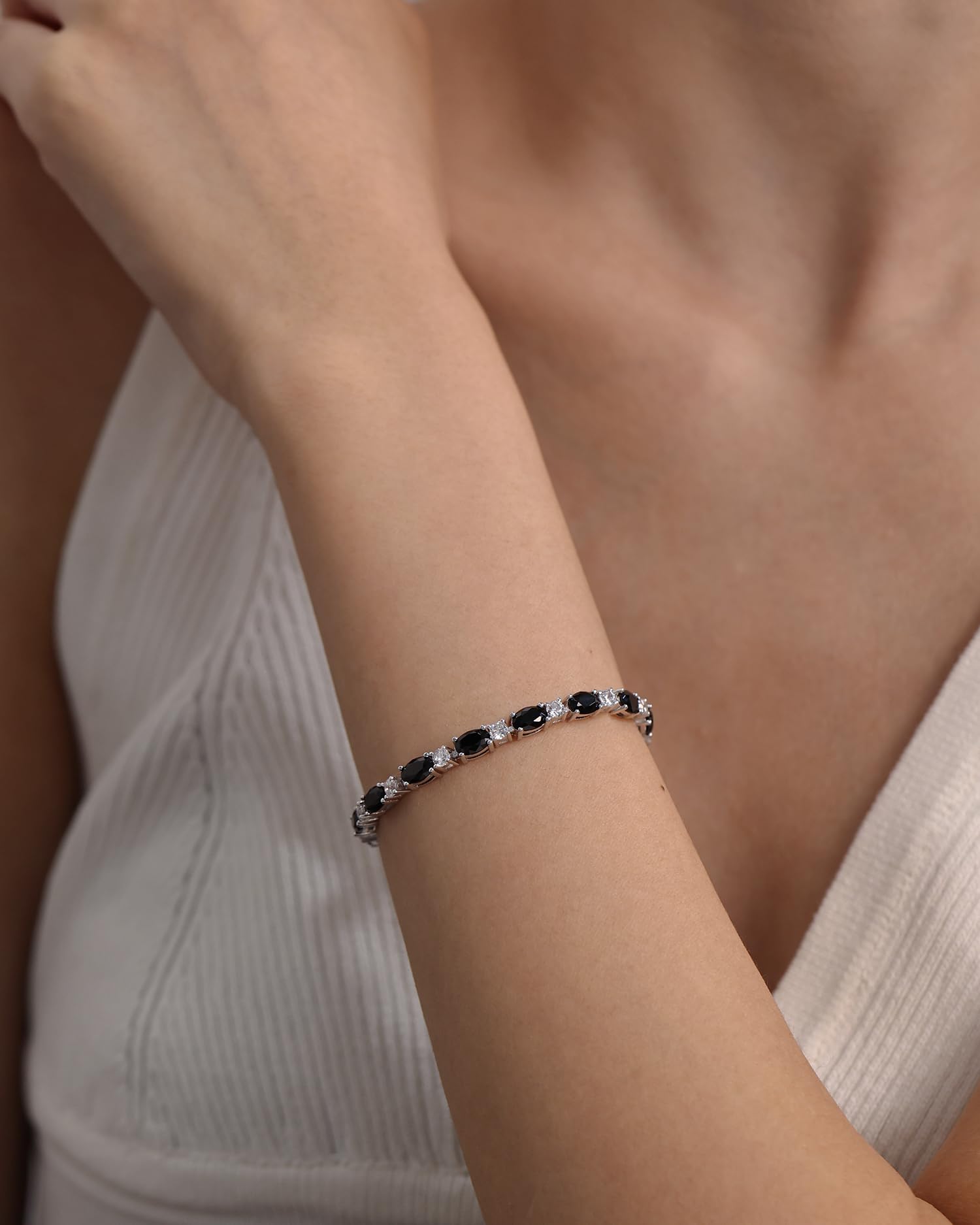 FANCIME Birthstone Bracelets Sterling Silver Tennis Bracelets Charm Fine Jewelry Birthday Gifts for Women 7"