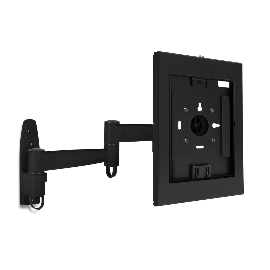 Mount-It! Anti-Theft Tablet Wall Mount with Swing Arm for iPad, iPad Air, iPad Pro | Lockable, Tamper-Proof Design, Full Motion Tilt, Swivel, Rotation, VESA 75x75 for Office, Retail, Black