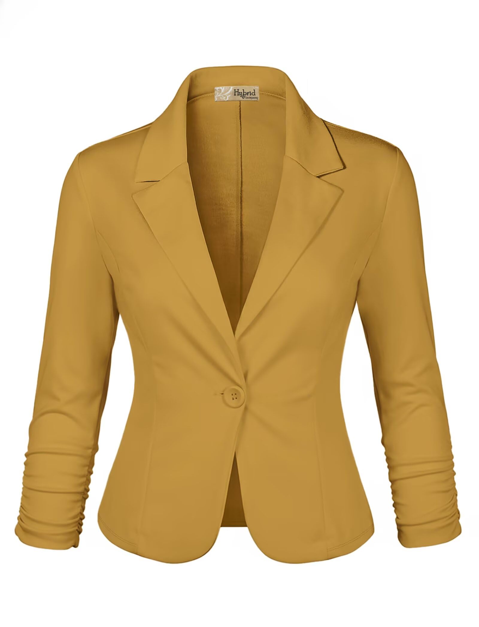 Hybrid & Company Women's Lightweight Casual Work Office Stretch Ponte Cardigan Blazer Jacket Made in USA