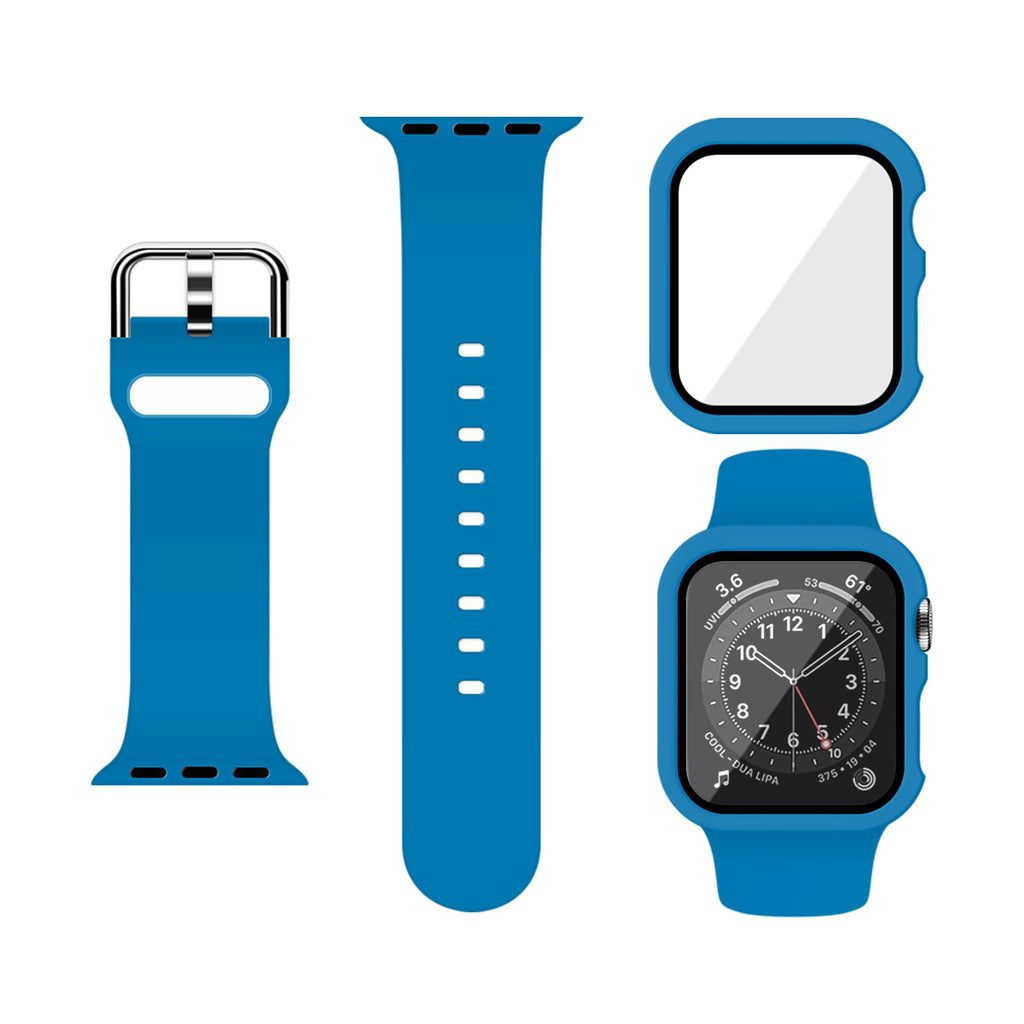 Silicone Sport Band and PC Case with Screen Protector for Apple Watch