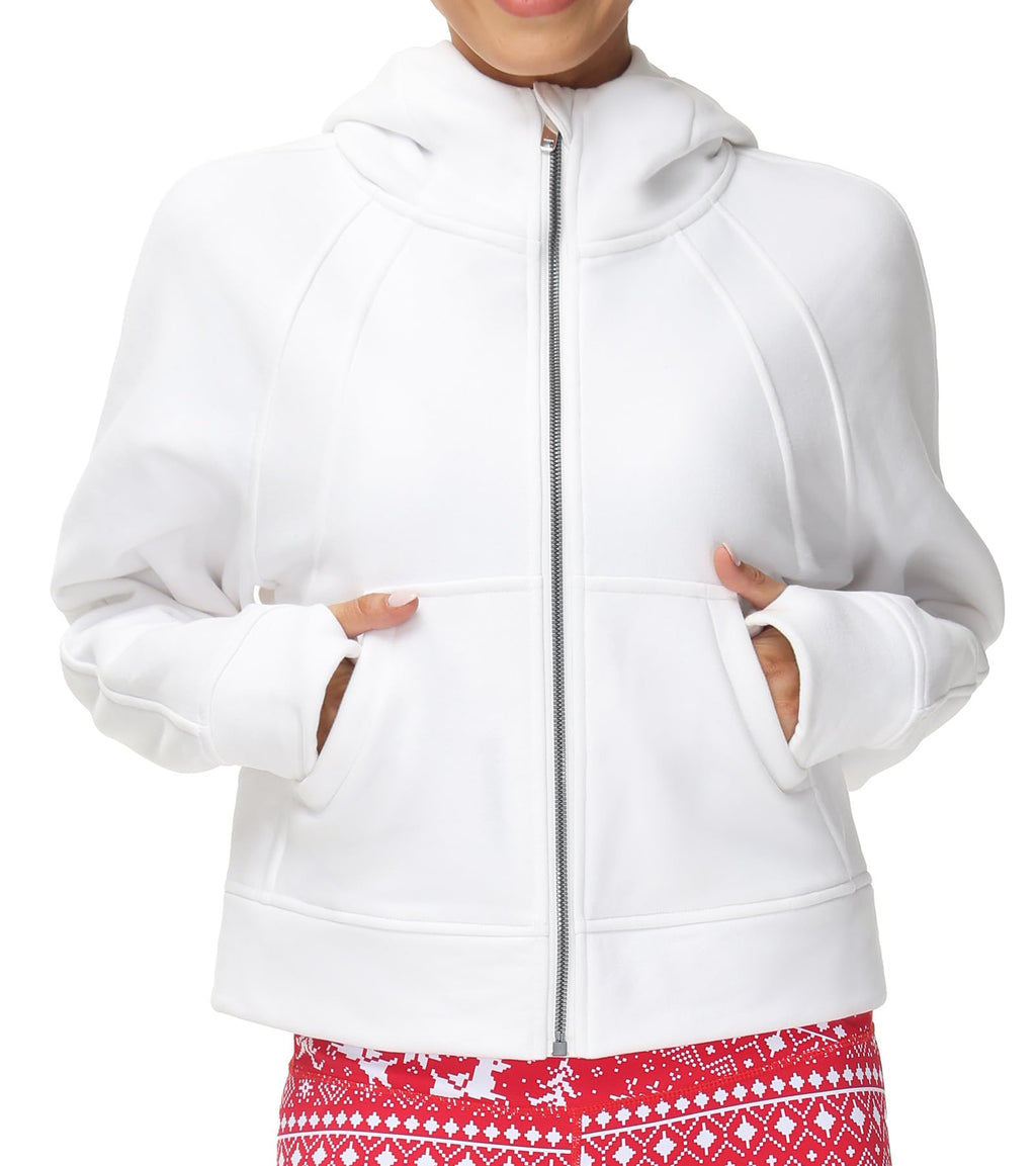 THE GYM PEOPLE Women's Full-Zip Up Hoodies Jacket Fleece Workout Crop Tops Sweatshirts with Pockets Thumb Hole