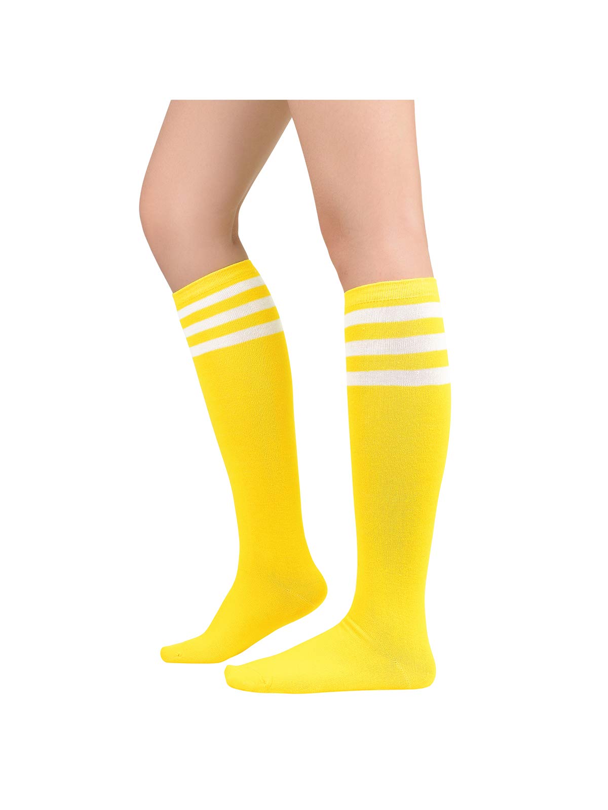 Century Star Knee High Striped Socks for Women - Long Thin Tube Sports Thigh High Socks Tall Stockings