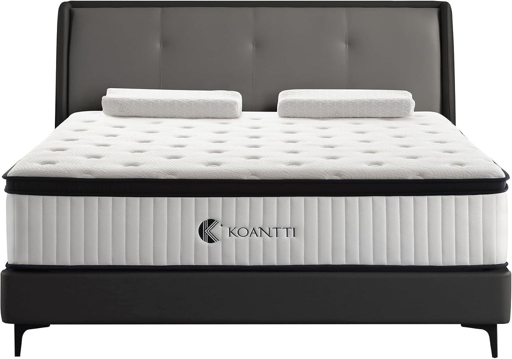 KOANTTI Full Size Mattresses,10 Inch Hybrid Full Mattress in a Box with Memory Foam & Individual Pocket Spring for Edge Support,Pressure Relief,Medium Firm White Full Mattress,CertiPUR-US.
