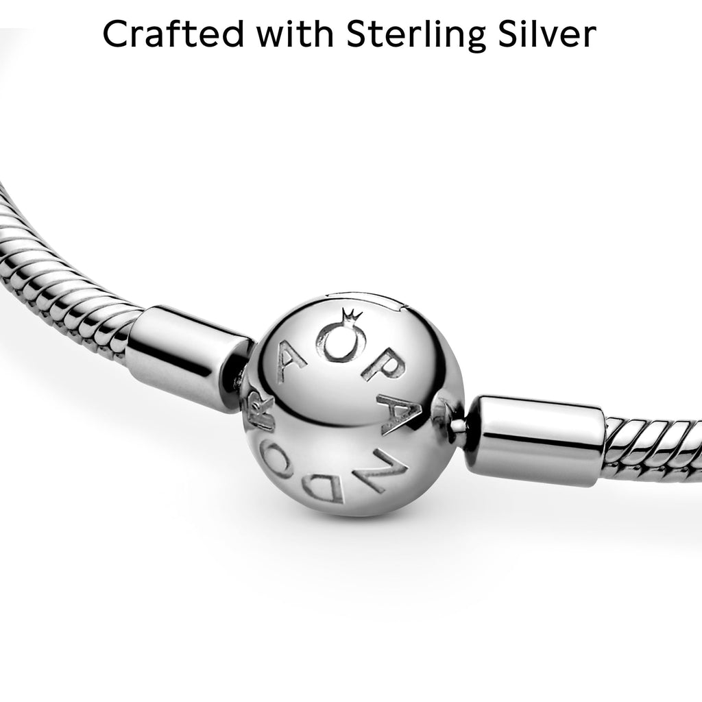 PANDORA Moments Snake Chain Bracelet - Hand-Finished Charm Bracelet - Jewelry for Her with Gift Box - Compatible Moments Charms - Sterling Silver