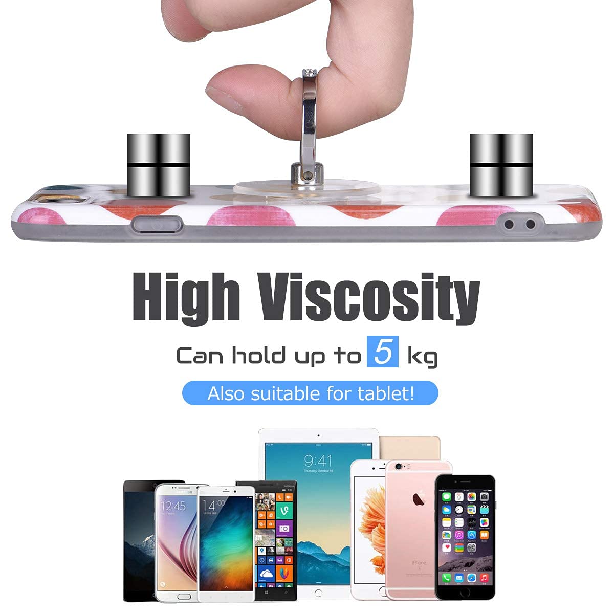 Transparent Phone Ring Holder Grip - EI Sonador Clear Cell Phone Ring Stand Holder Finger Grip Kickstand 360° Rotation, Compatible with Most of Phones, Tablets and Case (2 Aquamarine Diamond)
