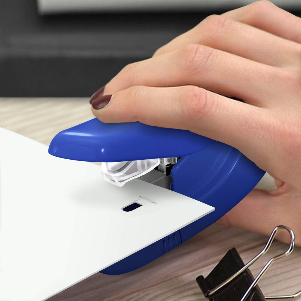 Plus Paper Clinch Compact Staple-Free Stapler, Blue Turquoise