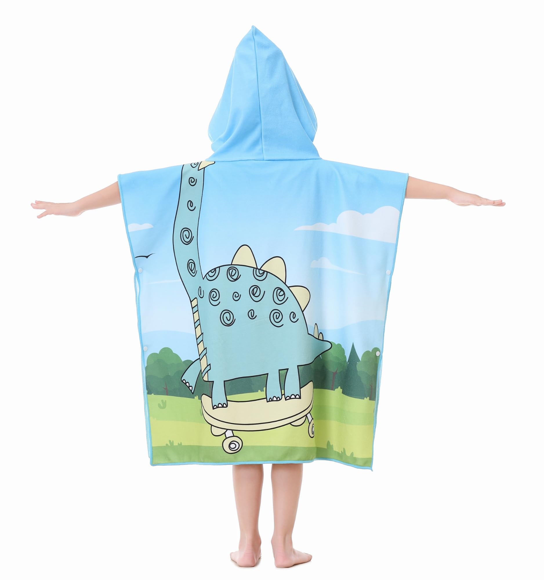 Soft Microfiber Swim Cover-ups for 3 to 10 Years Old Kids Hooded Bath Beach Poncho Towels (Alligator, Fits 3-10 Years)