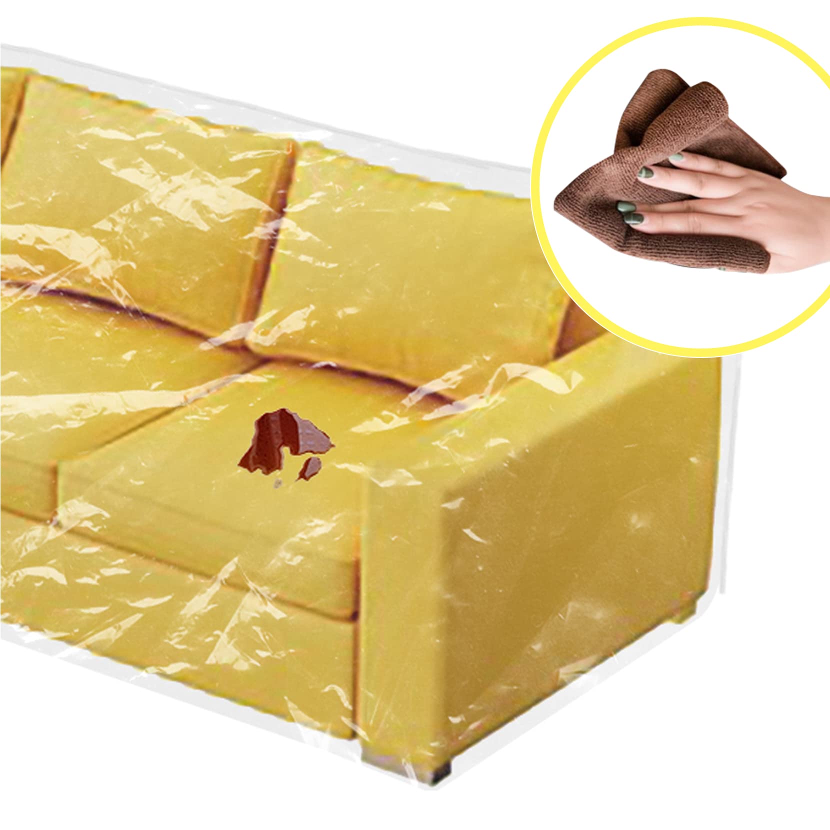 wokire Clear Thicker Couch Cover Water Proof Sofa/Heavy Duty Couch Cover-Protection Against Cat Dog Clawing, Vinyl Sofa Slipover -for Storage and Moving