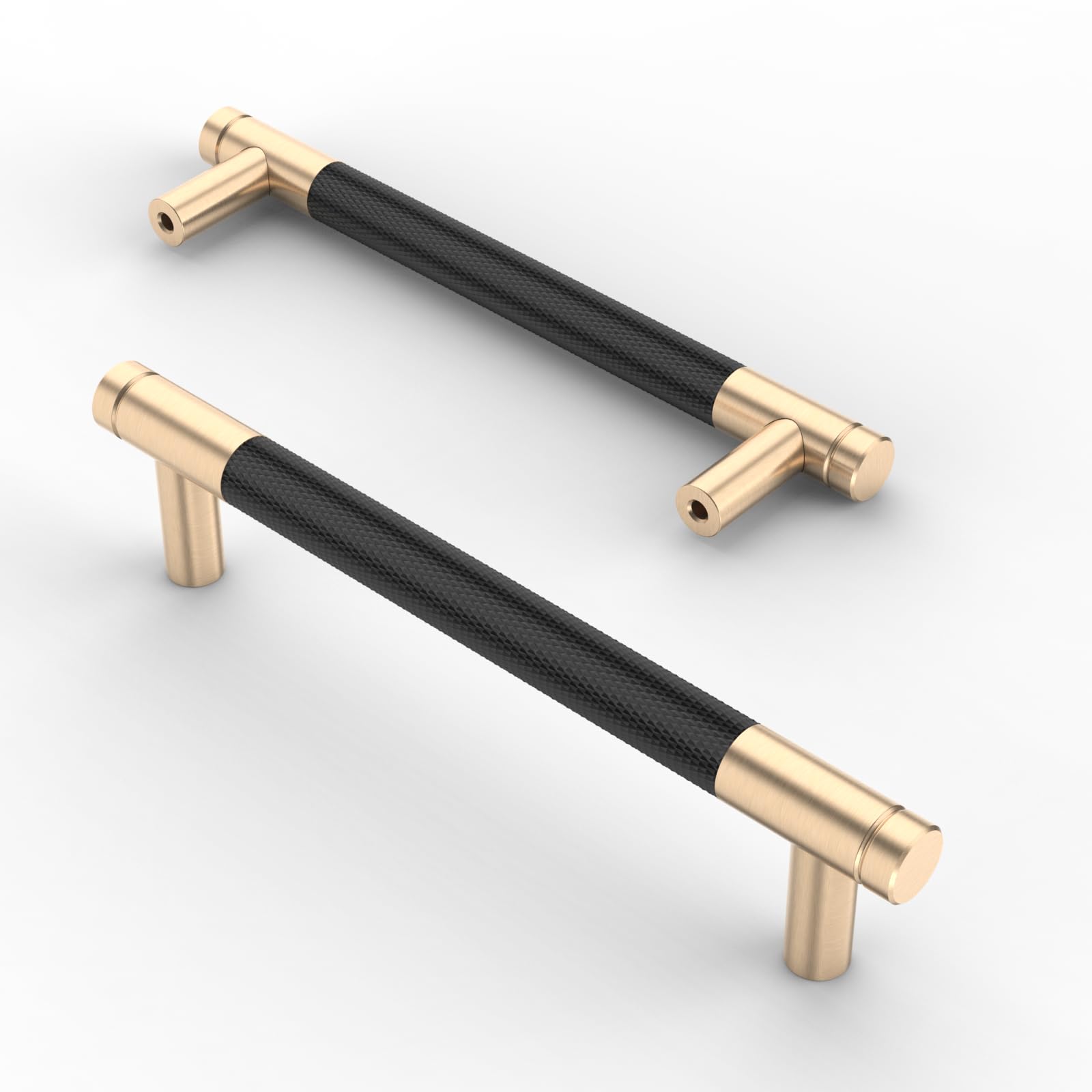 Asidrama 10 Pack 3 Inch(76mm) Matte Black and Champagne Bronze Cabinet Pulls Knurled Cabinet Handles Cupboard Handles Kitchen Cabinet Hardware for Cupboard Drawer Pulls