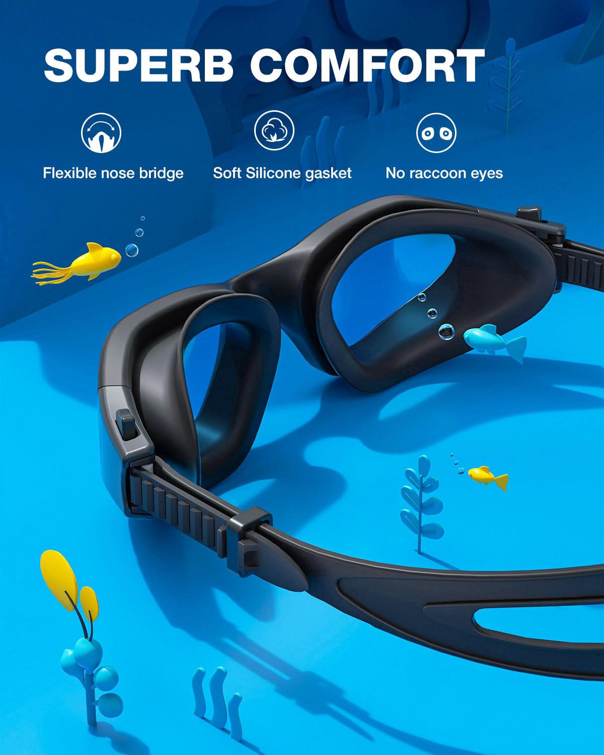 ZIONOR Kids Swim Goggles, G1MINI SE No Leak Anti-Fog Goggles for Kids 6-14, Soft Silicone Comfort Fit, Easy Adjust Strap