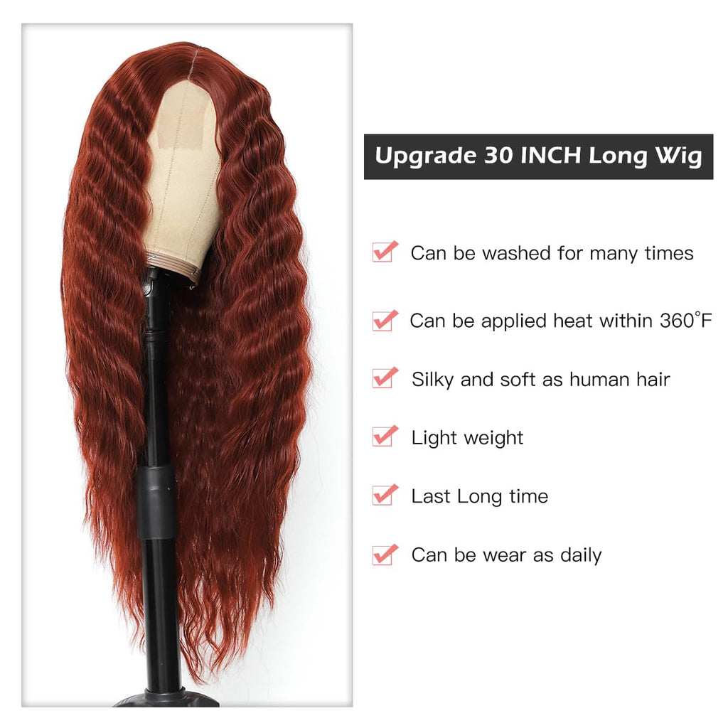 INSTASTYLE 30 Inch Synthetic Curly Wigs for Women Long Black Hair Wig Lace Front 4" Simulated Scalp Natural Loose Deep Wave Crimps Curls Wig As Hair Replacement Wigs 1B