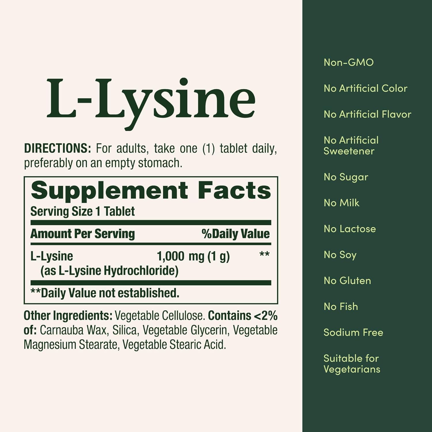 Nature's Bounty L-Lysine, 1000mg, 60 Tablets