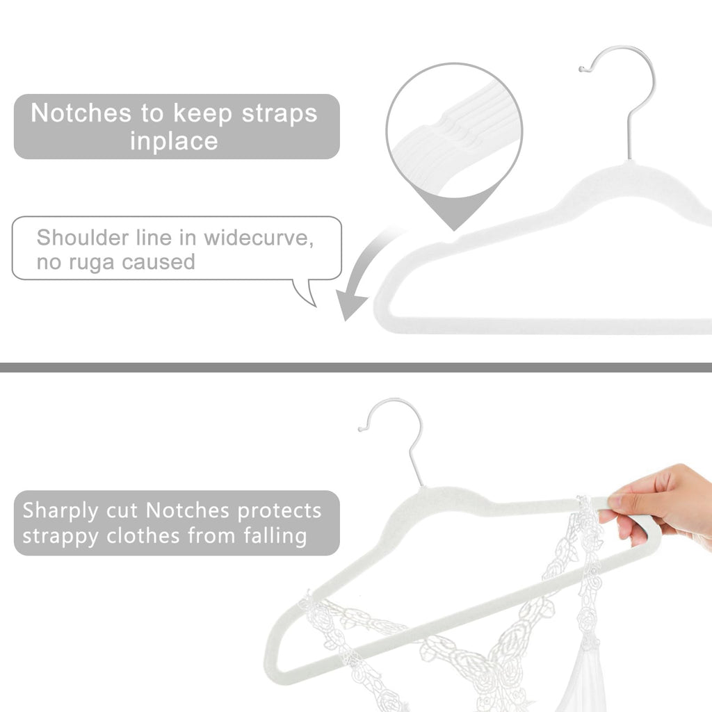 MIZGI Baby Velvet Hangers,Non-Slip Kids & Toddler Hangers,11.8 Inch Hangers for Baby Clothes,Pack of 50(Black/Black)