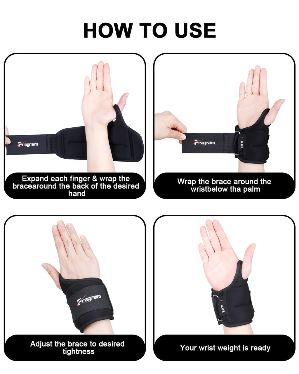 Fragraim Wrist Weights for Women Men with Thumb Loops Lock 1lb*2 1.5lbs*2 2lbs*2 2.5lbs*2 3lbs*2 Wrist and Ankle Weights Sets for Walking Running Strength Training Exercises, Physical Therapy