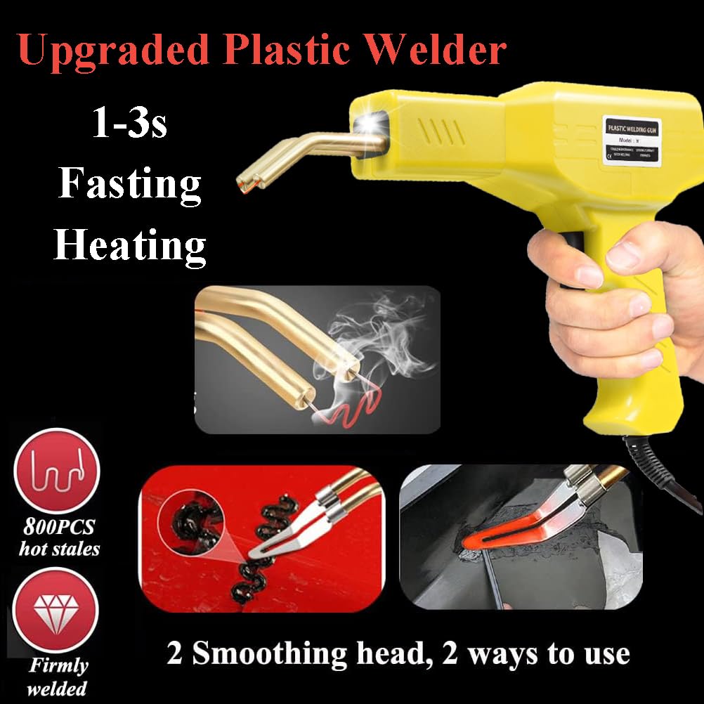 Upgraded 220W Plastic Welder, 2 in 1 Plastic Welding Repair Welder Kit 1000PCS Hot Stapler Soldering Gun with 100PCS Plastics Welding Rods Car Bumper Repair Kit for Most Plastics(Black)