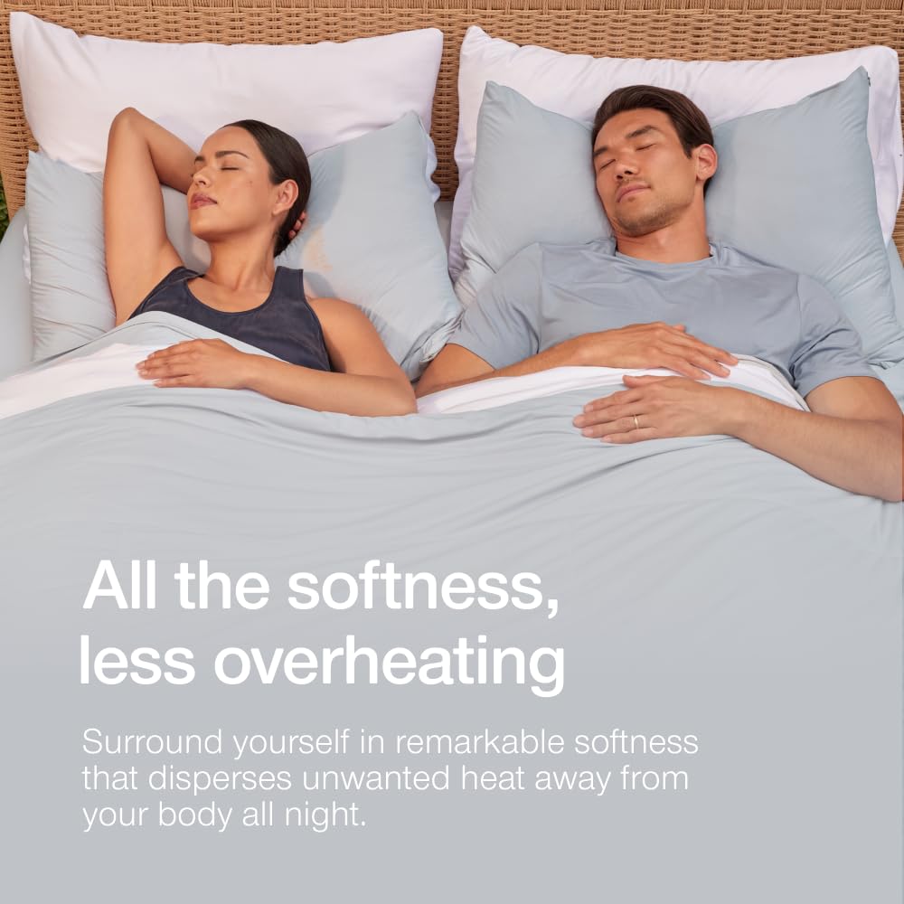 Coop Home Goods Cool+ Cooling Bed Sheets, 4 Piece Full Sheet Set, Dove Grey Breathable Cooling and Super Soft, Luxury Spa & Hotel Quality, Full Size Bed Set