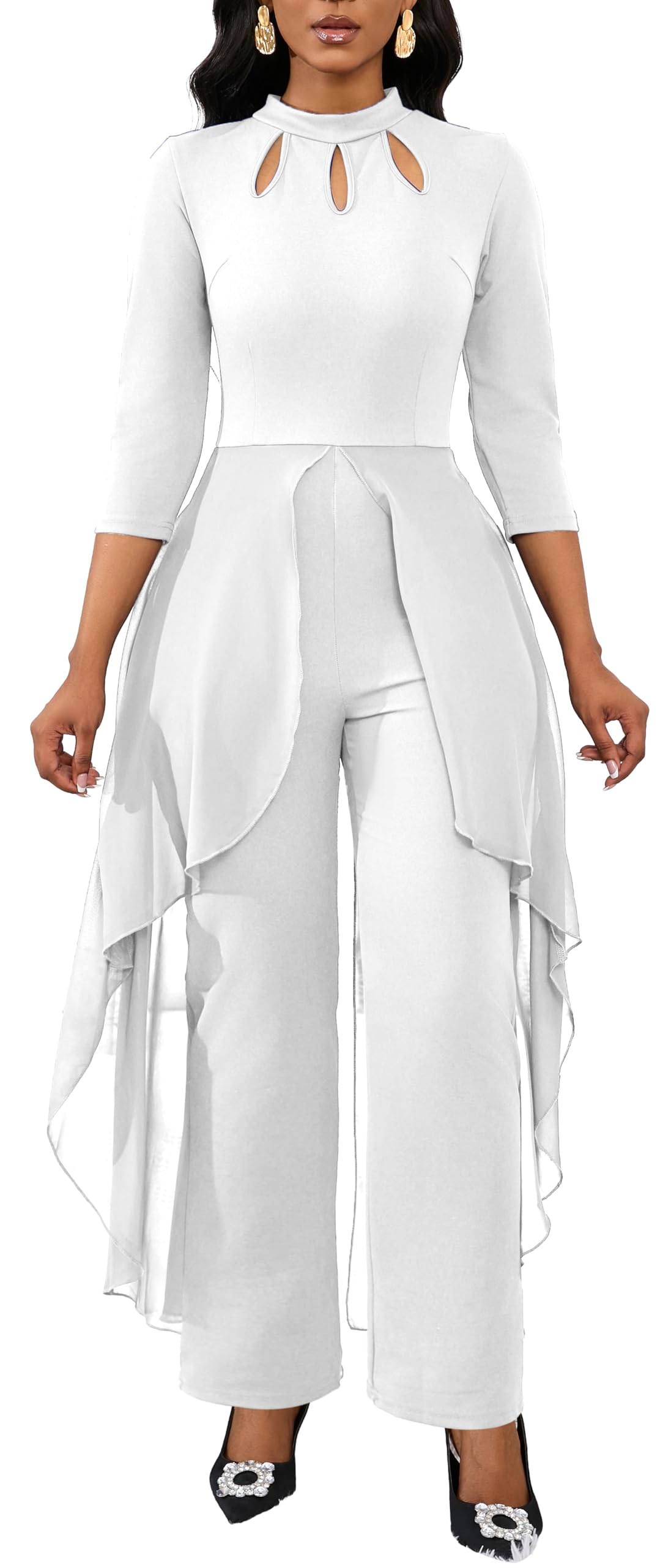 Jumpsuits for Women Dressy Hight Waist One Piece Casual Straight Long Pants Wide Leg Pants Elegant Jumpsuit Romper