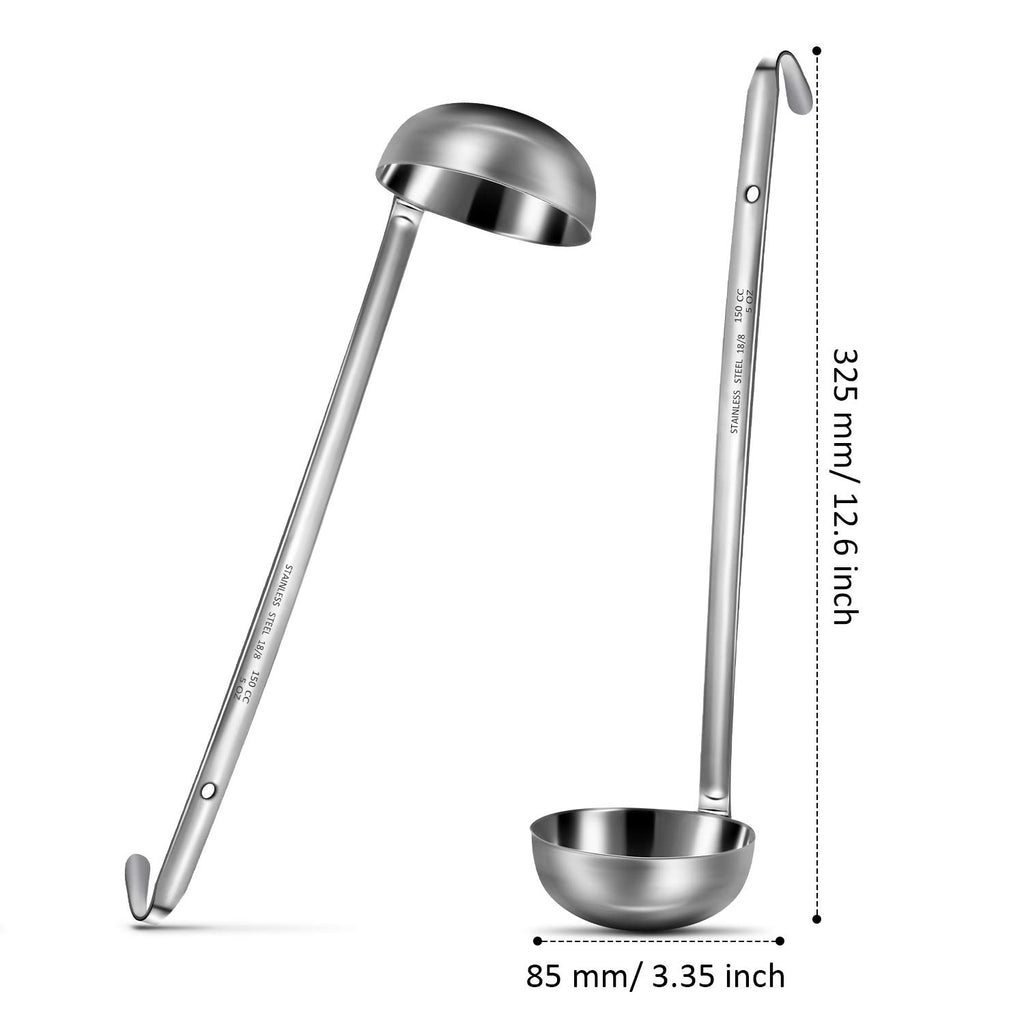 meekoo 1 Pieces Stainless Steel Ladle Soup Handle Ladle with Pouring Rim for Kitchen Cooking Soup Sauce (1 oz)