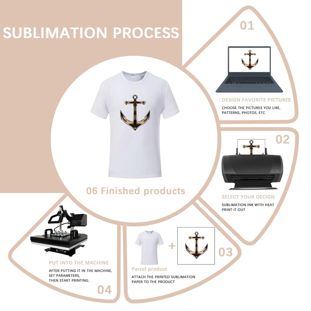 ORJ 2 PCS Adult Unisex Sublimation Blank T Shirts polyester tshirts for sublimation White Crew Neck