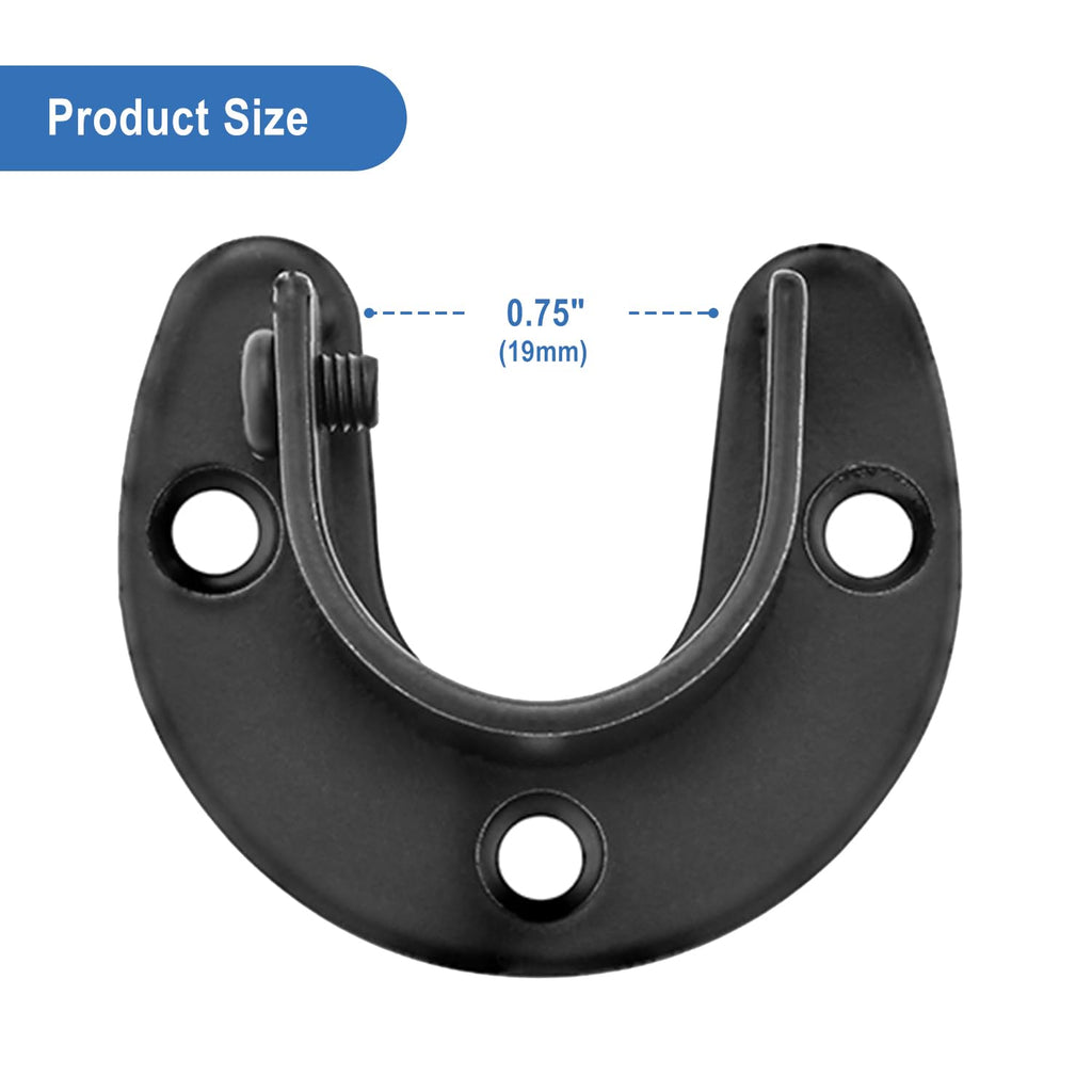 Rise Age Stainless Steel Closet Rod Brackets, 1 Inch Diameter Support 2 Pcs, Heavy Duty Curtain Rod Holder, Black End Support With Screws