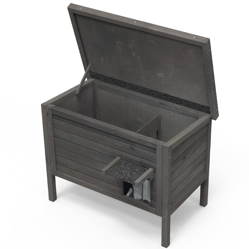 GDLF Outdoor Cat House Feral Cat Enclosure 100% Insulated All-Round Foam Weatherproof Solid Wood Large Size for Multiple Felines 34.5" L*21.5" W*27.2" H