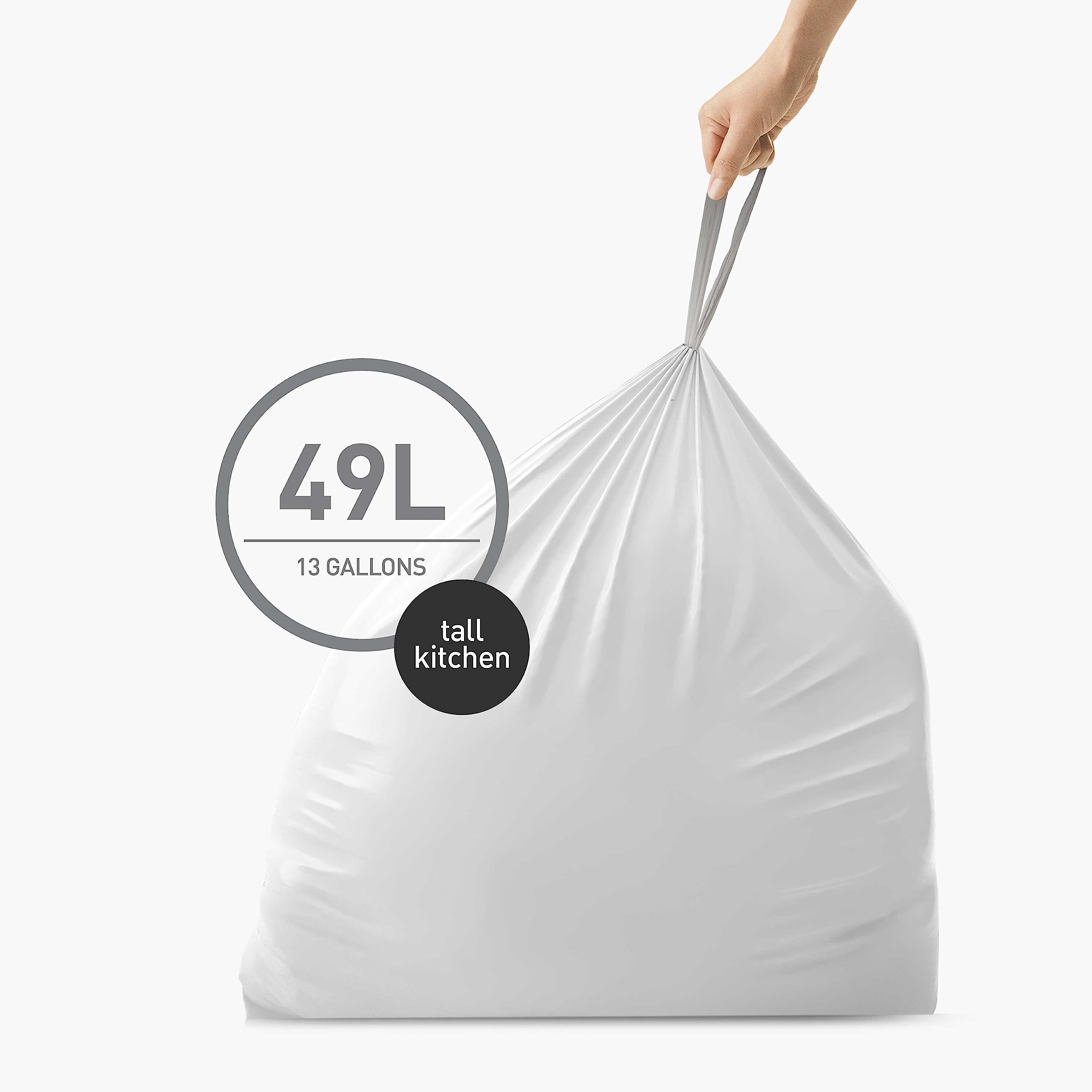simplehuman Code H 60 Count, Genuine Odorsorb Custom Fit Liners, Drawstring Odor Absorbing Trash Bags in Dispenser Packs, 30-35 Liter / 8-9 Gallon