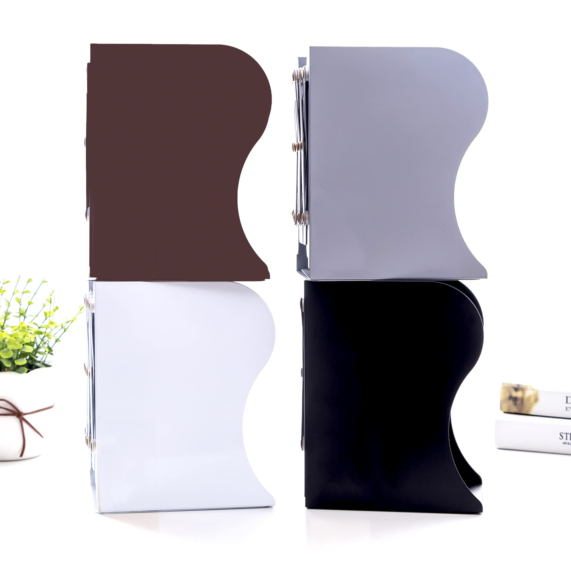 Adjustable Bookends - Nonskid Heavy Duty Book Ends for Desk - Book Stand & Organizer
