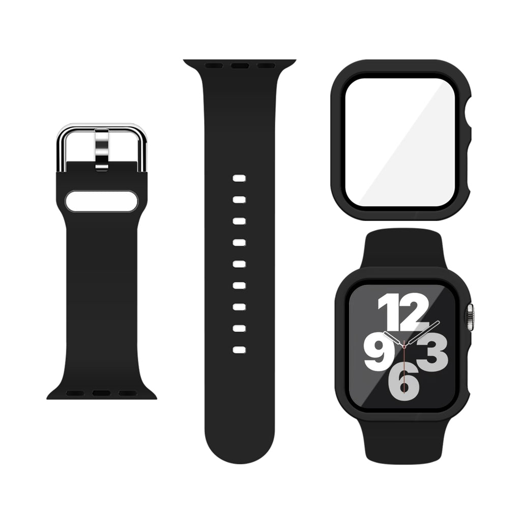 Silicone Sport Band and PC Case with Screen Protector for Apple Watch