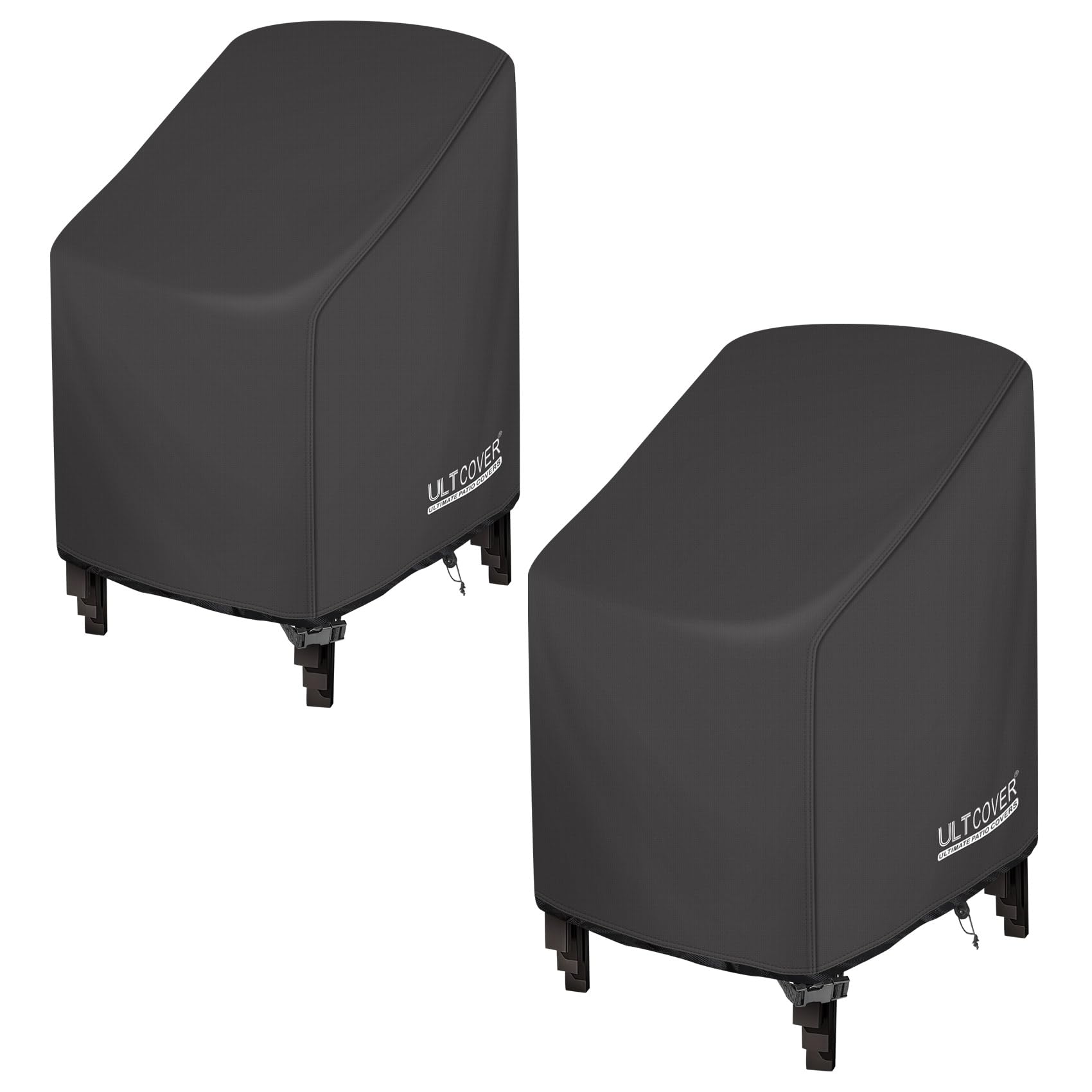 ULTCOVER Stackable Patio Chair Cover – Waterproof Outdoor Stack of Chairs Cover Fits Up to 26W x 30D x 45H inches, Balck