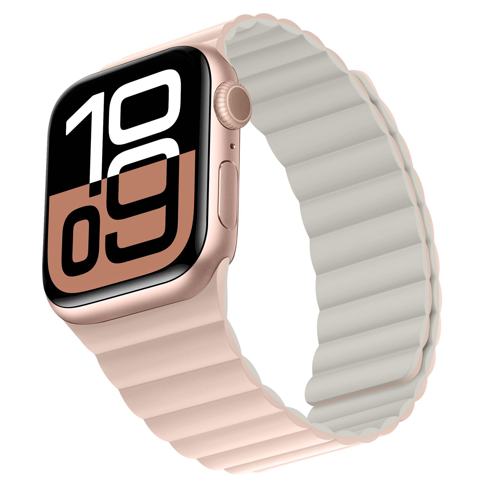 Bisikor Compatible with Apple Watch Band 49 46 45 44 42 41 40 38mm, Double Sided Wearable Silicone Magnetic Strap for iWatch Ultra SE Series 11 10 9 8 7 6 5 4 3 2 1 (38/40/41/42, Beige/Gray)