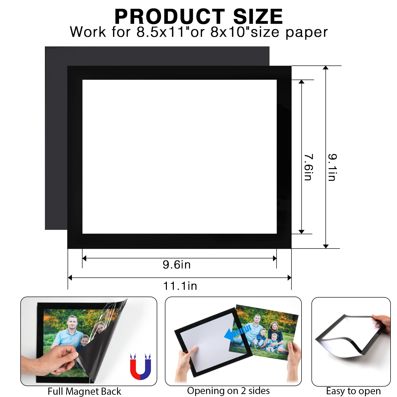 STTMGN Magnetic Picture Frames with Black Border(2.5"X3.5",12 Pack),Mini Wallet Size Magnet Photo Sleeves Pockets/Holder,Decorations for Home/Office/School/Classroom/Party