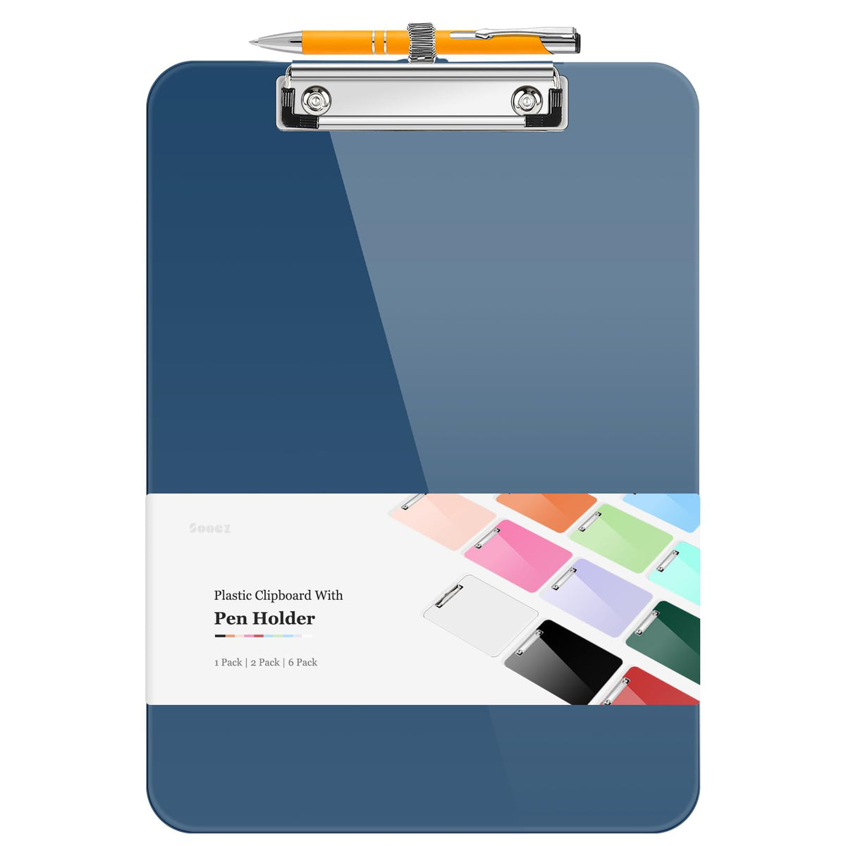 Sooez Plastic Clipboard with Pen Holder, [10% Thicker] Clip Boards 8.5x11 with Low Profile Clip, Cute Hanging Clipboard, Standard Letter Size A4 for Women Teacher, Office & School Supplies, Black