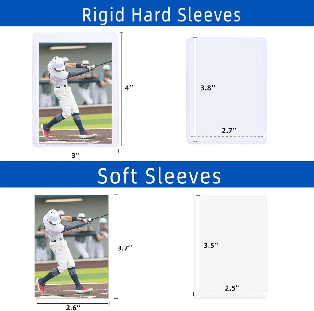 2000 Pack Card Sleeves Hard Plastic, Arjiekwei 3"X4" Baseball Cards Protectors Plastic, Premium Card Holder for Trading Sports Baseball Football Game Cards (1000 Rigid + 1000 Clear)