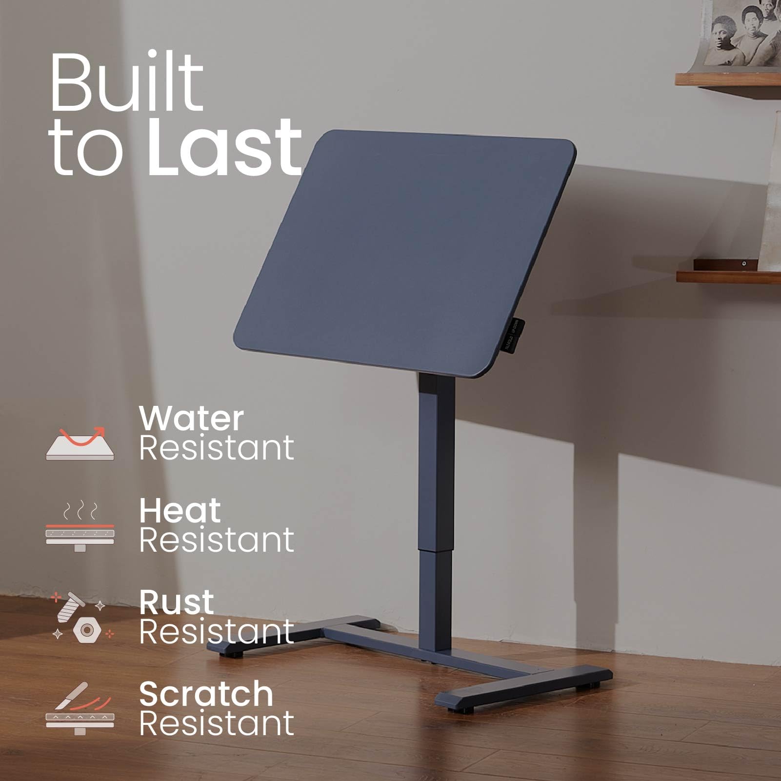 TopJob ANYDESK FOLD Mobile Standing Desk, Portable with Lockable Wheels, Foldable Stand Desk, Rolling Computer Workstations, Used for Home, Couch Side Table, Bedside Table in Bed Room Kitchen (Black)