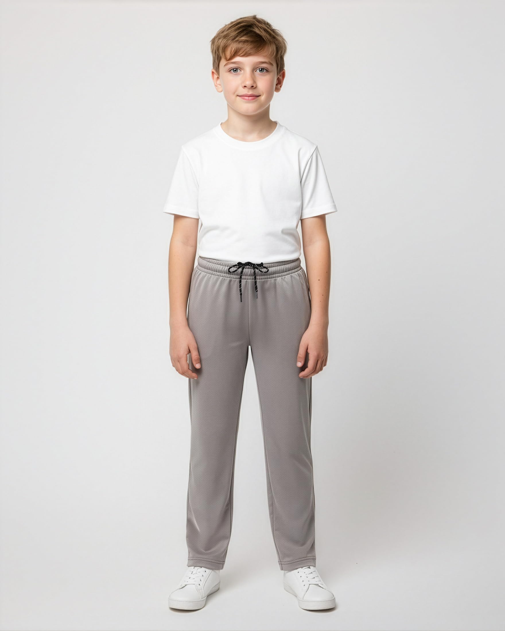 Real Essentials 3 Pack: Boys' Mesh Open Bottom Active Sweatpants with Pockets & Drawstring