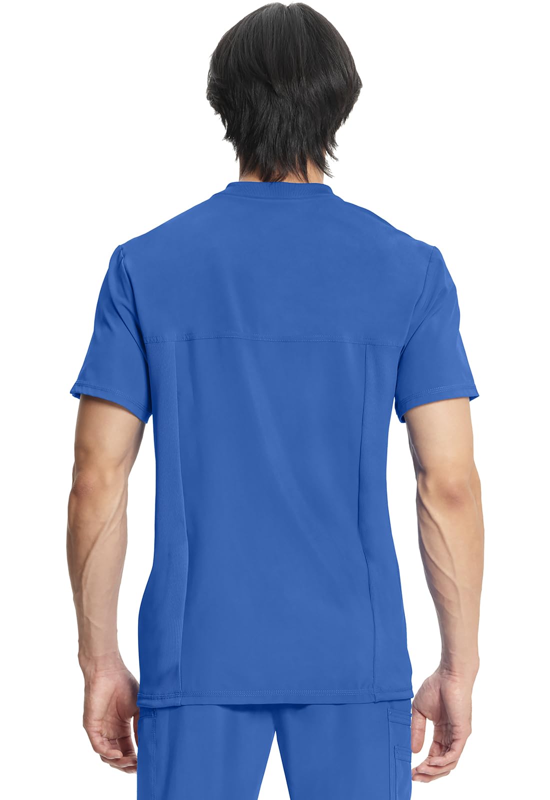 Cherokee Infinity Mens Tuckable V-Neck Scrub Top Modern Fit, 2 Pockets, Zip Chest Pocket, Rib-Knit, 360° Stretch – CK910A