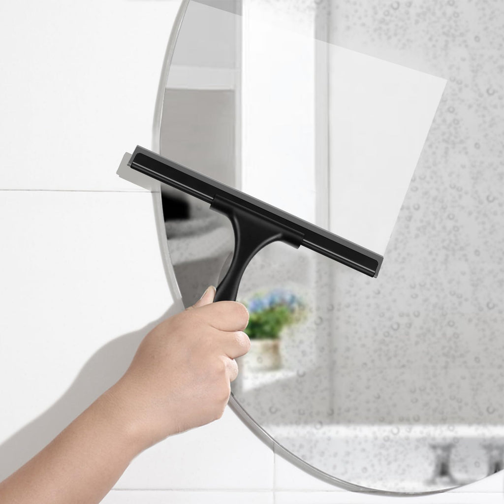 SetSail Squeegee for Shower Glass Door Stainless Steel Shower Squeegee for Glass Doors All-Purpose Window Squeegee for Tile Shower Walls, Sink, Mirror, Bathroom, Car Window Cleaning 10 Inches, Balck