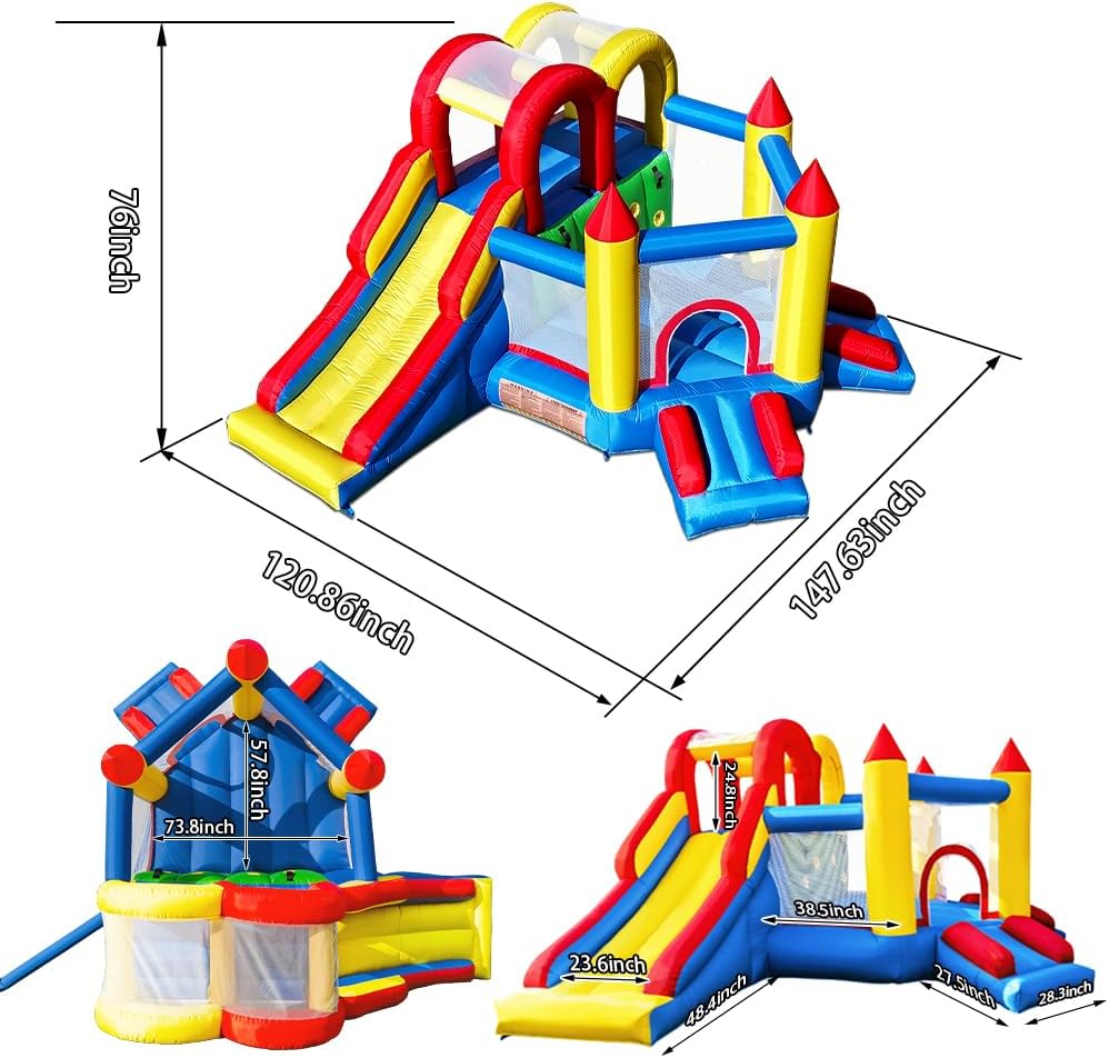 Umbalir InfIatable Bounce House for Kids 3-8 yr, Bouncy House Accommodate 4-6 Kids, Fun and Safe Indoor/Outdoor Play (12.3'Lx10'Wx6.3'H)