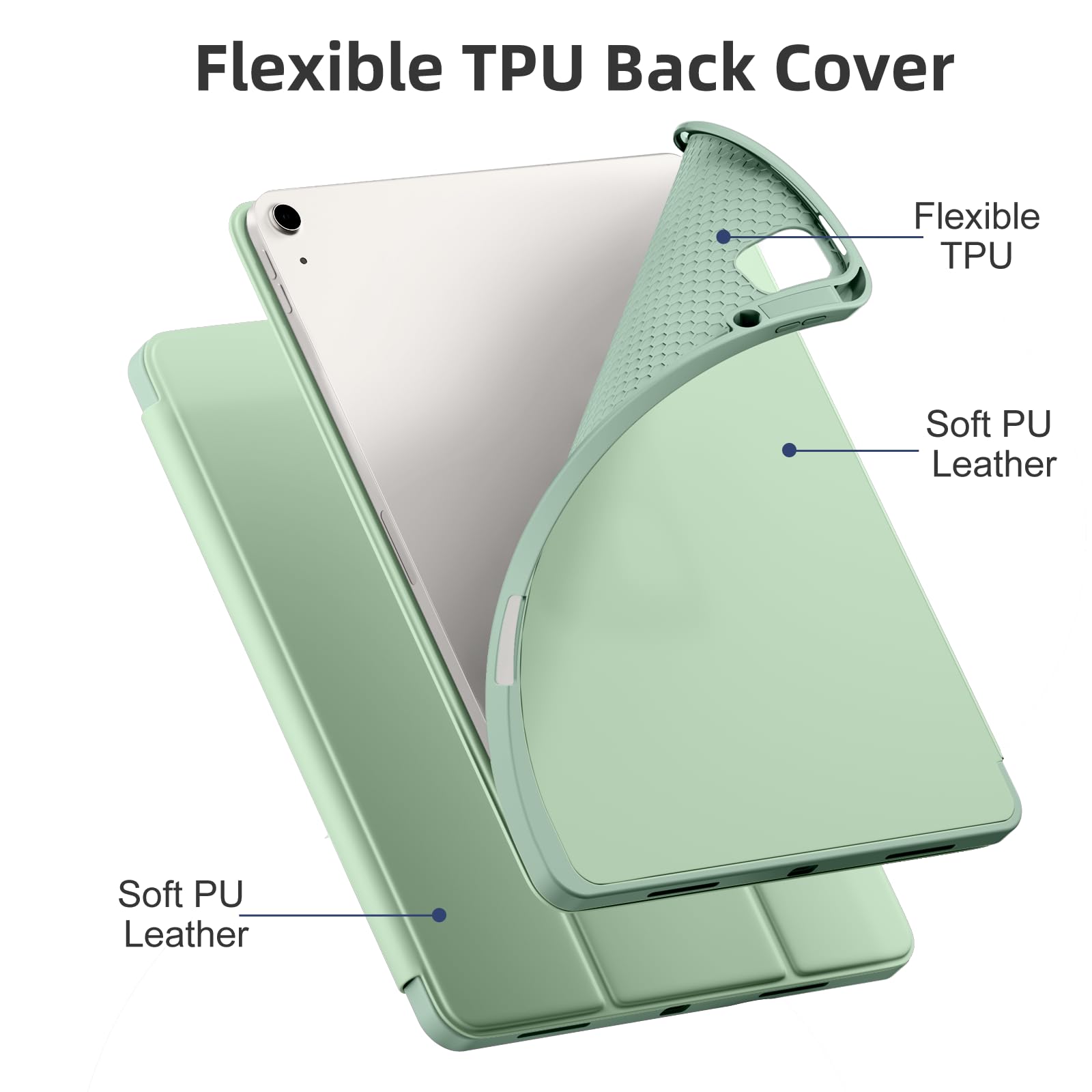 Akkerds Compatible for iPad Air 13 Inch Case (M4/M3/M2) 2026/2025/2024 with Pencil Holder, Trifold Stand Protective Cover/Soft TPU Back for iPad Air 13 Case, Supports Touch ID, Auto Wake/Sleep, Black