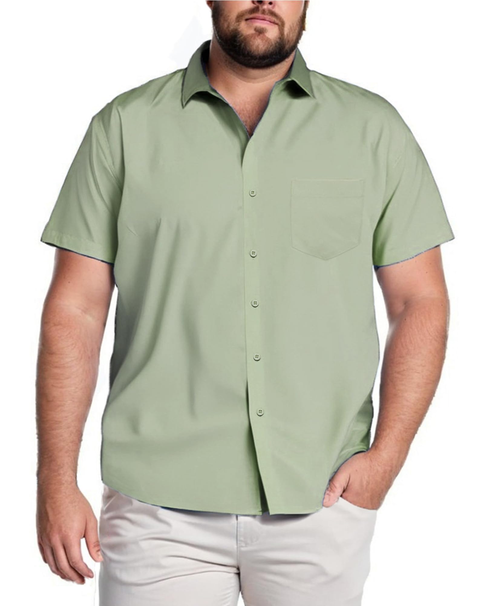 COOFANDY Big & Tall Shirts for Men Short Sleeve Button Down Casual Dress Shirts