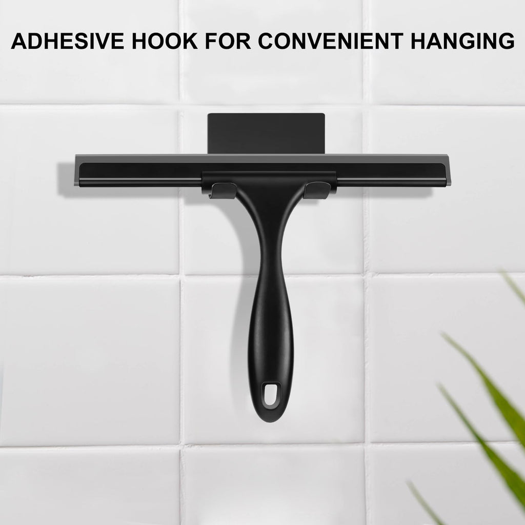 SetSail Squeegee for Shower Glass Door Stainless Steel Shower Squeegee for Glass Doors All-Purpose Window Squeegee for Tile Shower Walls, Sink, Mirror, Bathroom, Car Window Cleaning 10 Inches, Balck