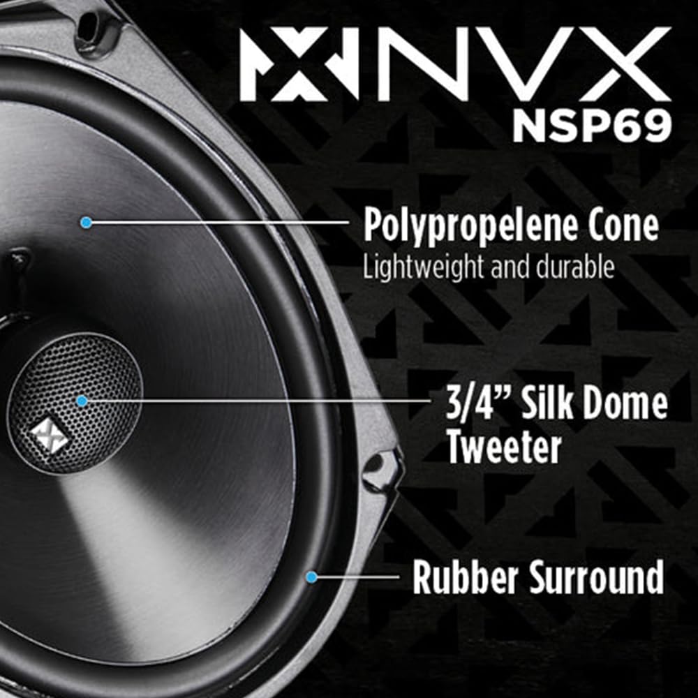 NVX NSP35 3.5" Car Speakers, 200W Max, 70W RMS, 2-Way Coaxial w/Silk Dome Tweeters & Built-in X-Overs, Easy to Install in Cars/Trucks/Doors (Pair)