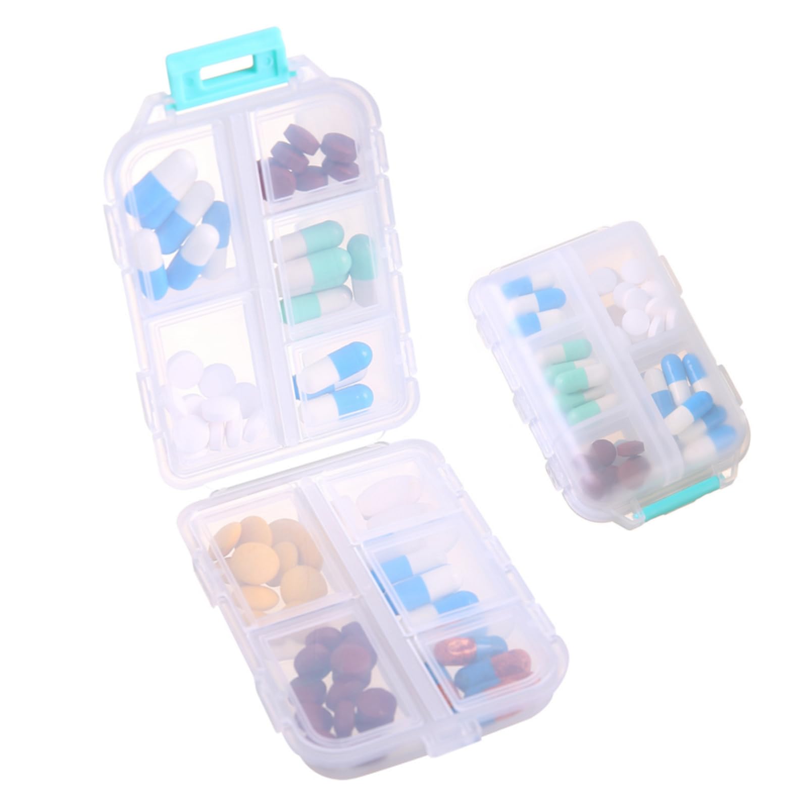 1Pack Travel Pill Organizer - 10 Compartments Pill Case, Compact and Portable Pill Box, Perfect for On-The-Go Storage, Pill Holder for Purse Blue